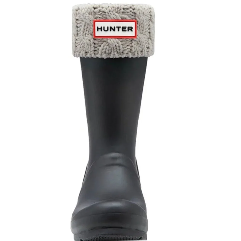 Hunter Rain Boots Girls' Cable Boot Sock (Grey) - Size Large